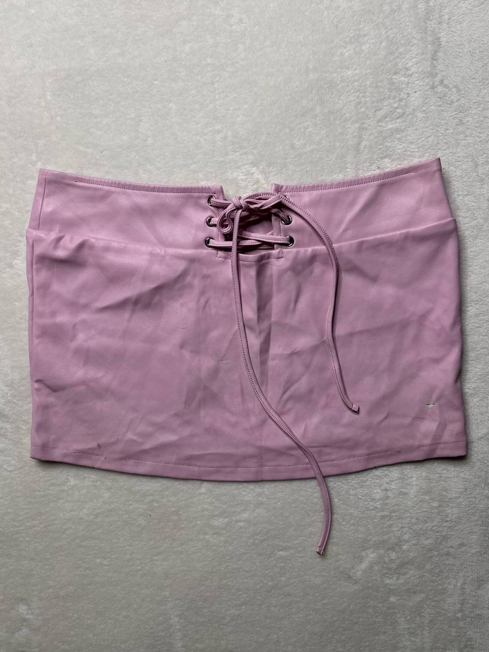 New Pink Front Lace-Up Faux Leather Micro Mini Skirt Barbie Pink Medium